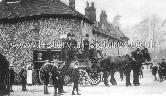 Horse Drawn Carriage and Post Office, Halstead, Essex. c.1905